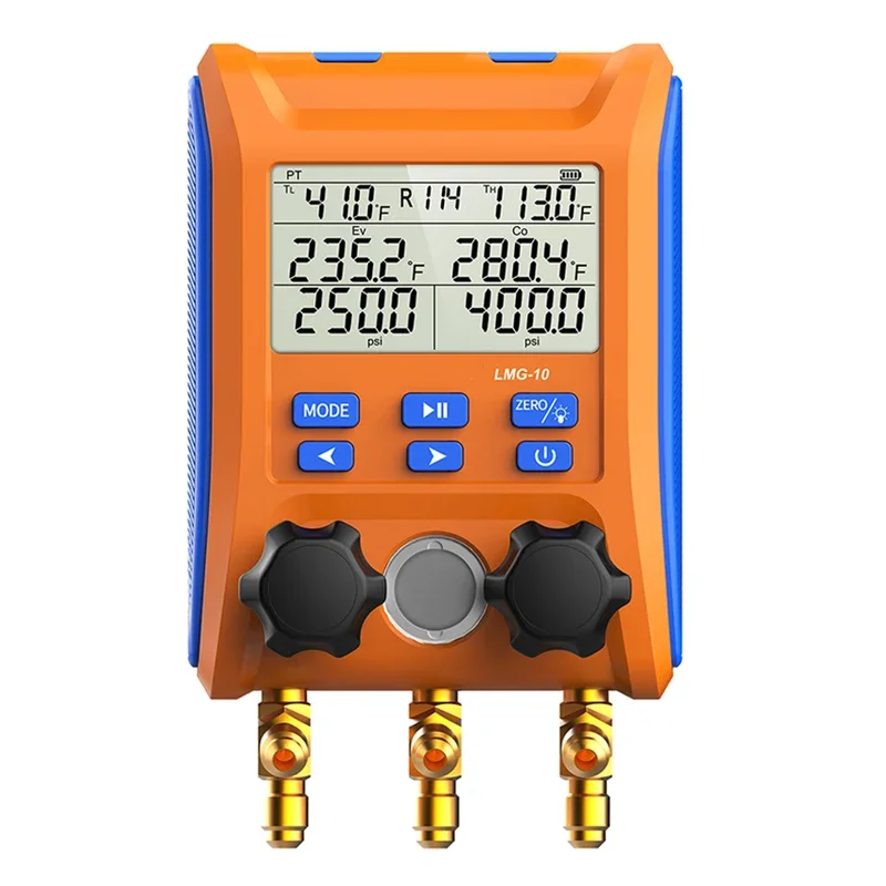 LMG-10 Digitálne potrubie HVAC tlakového rozchodu striedavého striedavého striedavého prúdu 2-cestné klimatizácie chladiaceho systému tester úniku