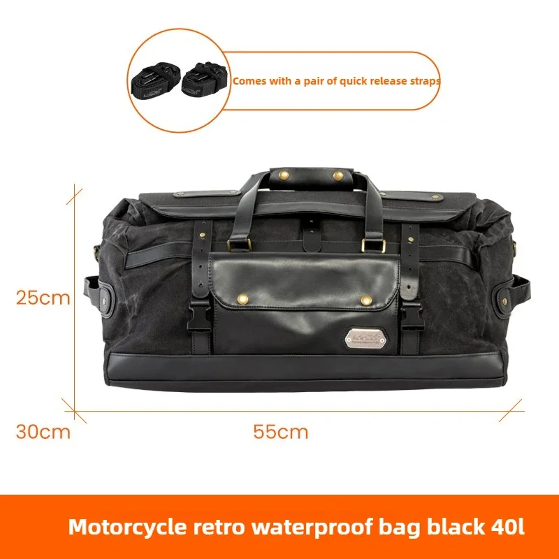 LOBOO Vintage Motocycle Tail Bag 40L Veľká kapacita Vintage plavba krátky bicykel Trip vodotesný opotrebenie odolný vrecká batožiny.