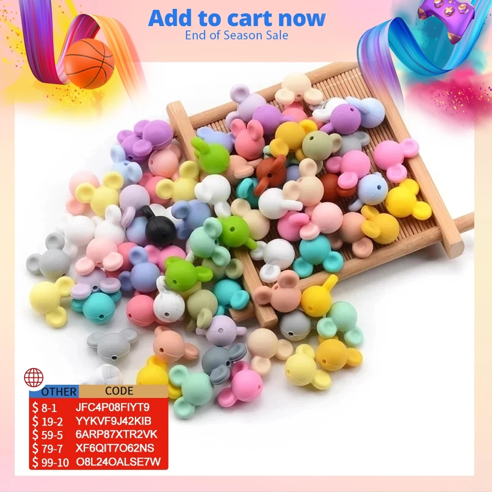 LOFCA 30ks Silikónové zubné korálky Mouse BEADD FORE LOTHING SLIKOVANÉ PLAČKY