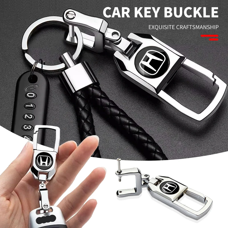 Logo auta Keychain Dalk Ring Odznak kovové znaky Kľúčové reťazce držiteľ pre Honda Civic Fit Jazz Accord Crv HRV City Odyssey Passport