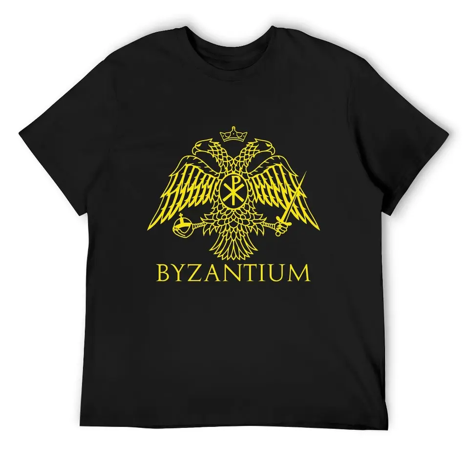 Logo Byzantium - Byzantine Empire's Double Headed Eagle Trigs Blacks Letné oblečenie Čierne tričká pre mužov