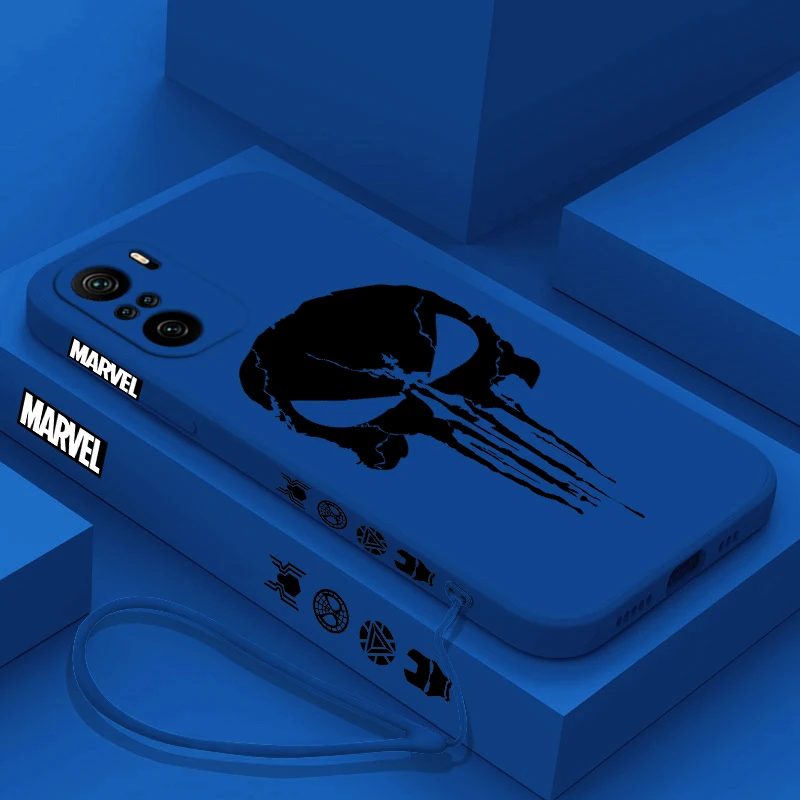 Logo Luxury Marvel Punisher Logo pre Xiaomi Redmi Poznámka 13 12 12Pro 11S 11T 10S 10 Pro Plus 5G Liquid ľavá lana Puzdro