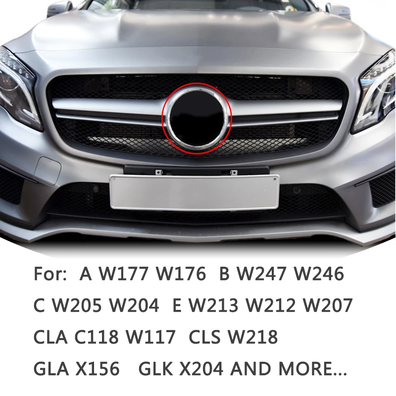 Logo predného grilu 3D auta Grill Logo pre Mercedes Benz W205 W204 W213 X253 ABCES CLA GLB GLC GLE GLE Príslušenstvo