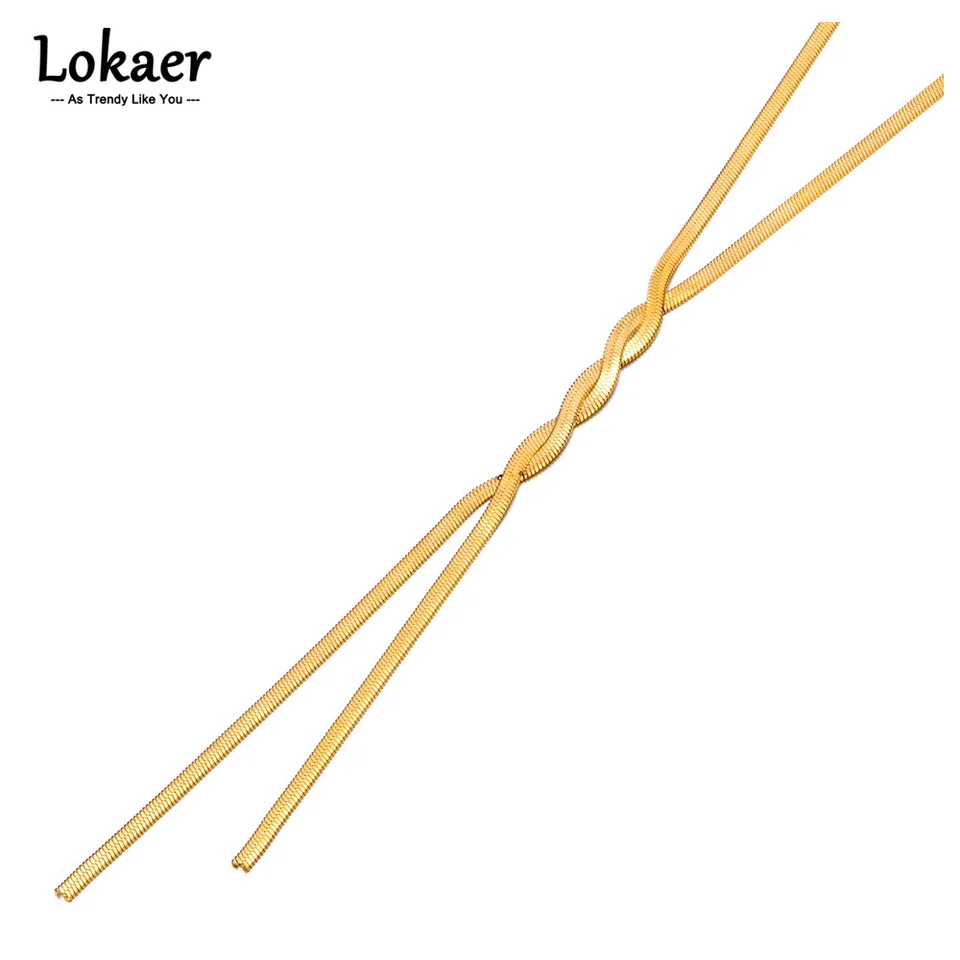 Lokaer Minimalistický hadí reťazový nárazový nárazový náhrdelník pre ženy 18k PVD Zlatý trendy šperky z nehrdzavejúcej ocele N23057