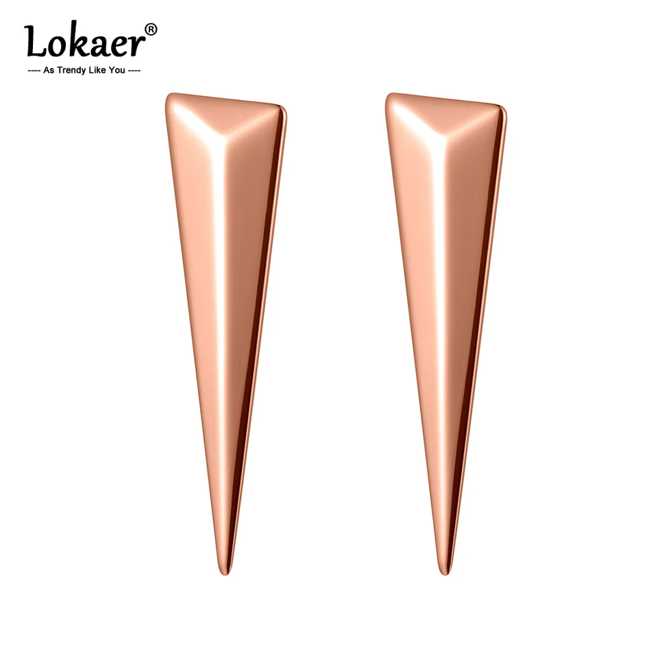 Lokaer Original Design z nehrdzavejúcej ocele Geometrický trojuholníkový náušnice Čechové náušnice Style Party šperky pre ženy e20082