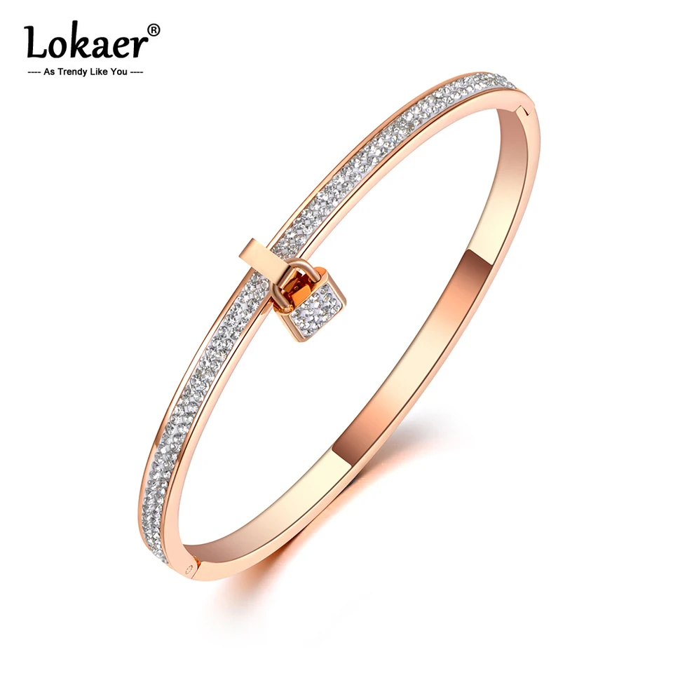 Lokaer Trendy Clay Dláždňa nastavenie Crystal Lock Charm náramky náramok pre ženy z nehrdzavejúcej ocele pre narodeniny darček B20024