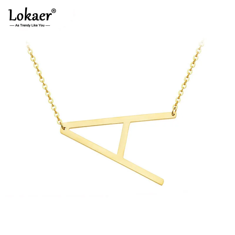 Lokaer Trendy list z nehrdzavejúcej ocele prívesok šperky zlatá farba 26 Kúzlo abecedy Choker Náhrdelníky pre ženy Dievčatá dropshiping