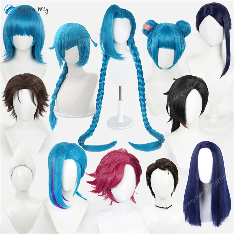 Lol Arcane jinx vi viktor ekko jayce caitlyn cosplay parochňa Wig tepelne odolné voči syntetickým vlasom Halloween anime cosplay parochne + parochňa čiapka