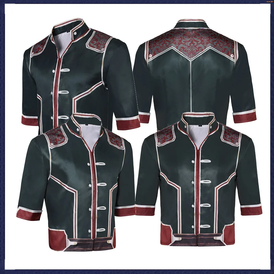 Lol jayce arcane cosplay halloween karneval fantázia košeľa zelená jacquard košeľa Anime Game Clothing Costy Men Top Outfits