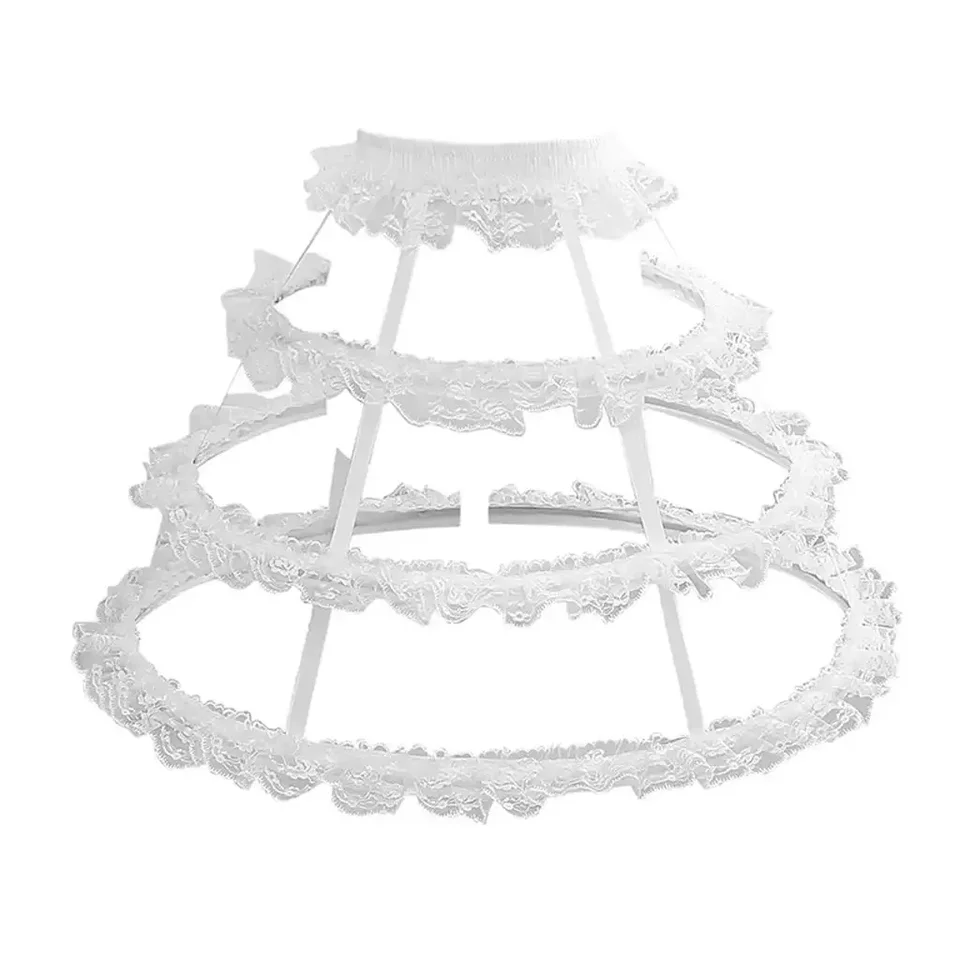 Lolita 3 obruč dutina z klietky Petticoat sukňu oceľ Boned Svadobná nevesta Vinobranie spodná hranica šnúrky Lace Bustle Crinoline 2023