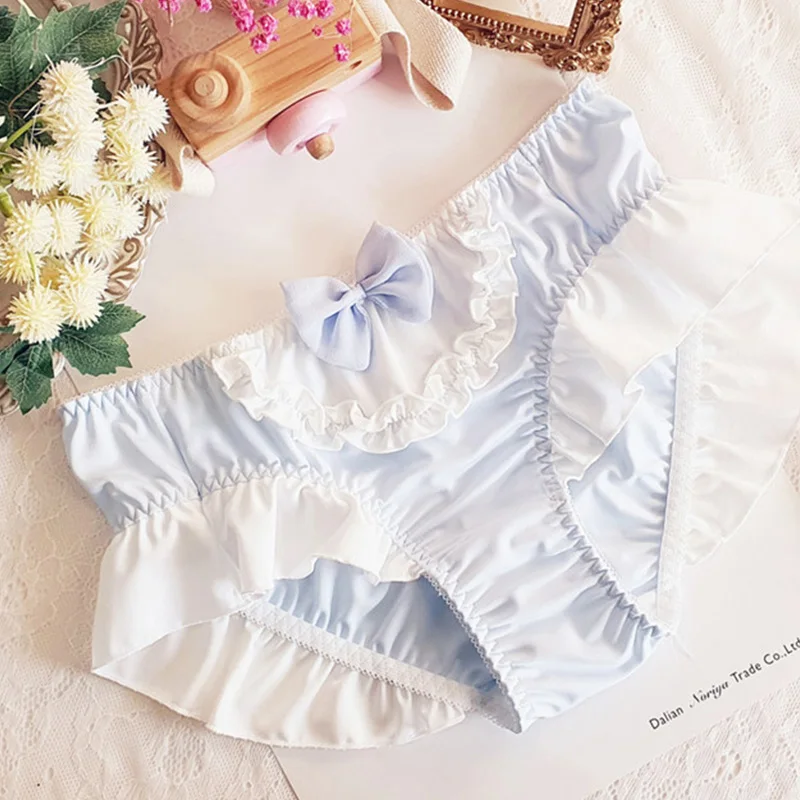 Lolita Bow Lace nohavičky Elasticity Lace Dámske nohavičky roztomilé milé sladké mlieko hodvábny princezný štýl Candy Color Underwear