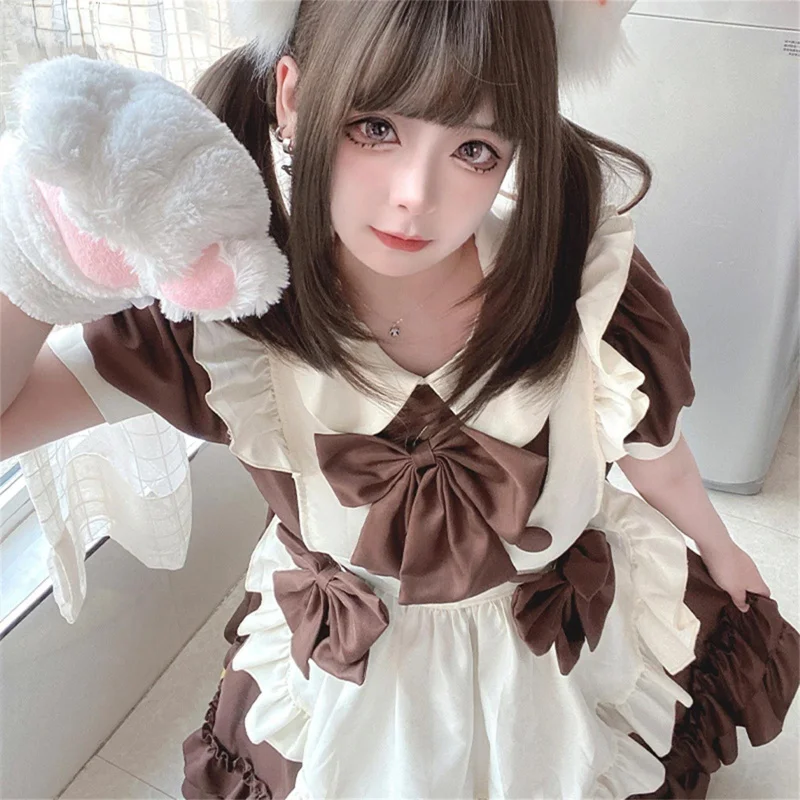 LOLITA japonská slúžka kostýmy hnedá sladká slúžka cos šaty role Party cosplay kostým anime japonský outfit lolita šaty js80