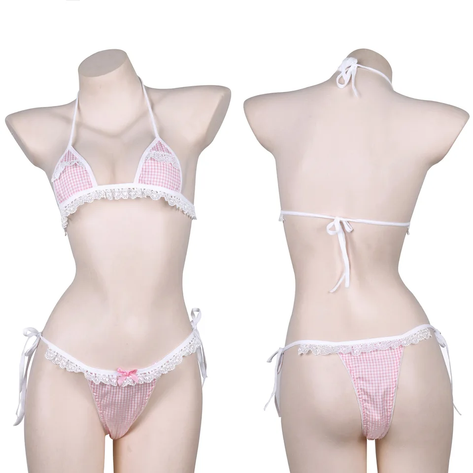 Lolita Sladké sexy sexy spodná bielizeň a nohavičky Set kawaii plavky ružové biele bikiny pre ženy pre ženy Cosplay kostýmy horúce spodné prádlo