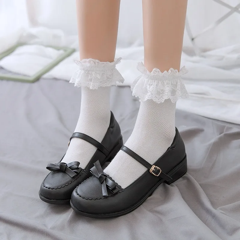 Lolita v štýle japonský kawaii roztomilé ponožky Ženy krásne letné čipky