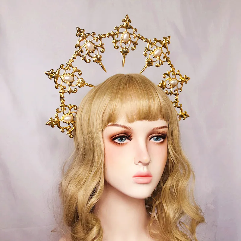 LOLITA čelenka zlatá halo halo halo bohyňa koruny Ženy Headwear Halloween kostým hviezda hlavné doplnky na vlasy