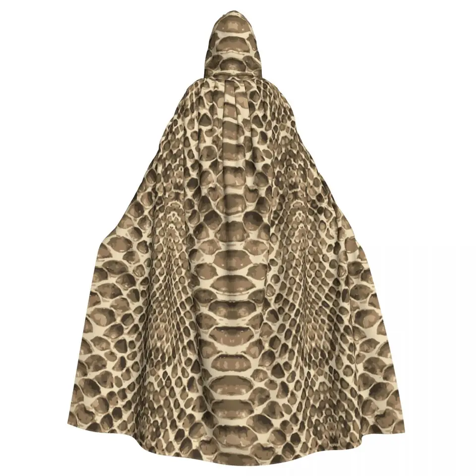Long Cape Cloak Snake Skin Texture Texture Hooded Cloak Coat Autumn Hoodies