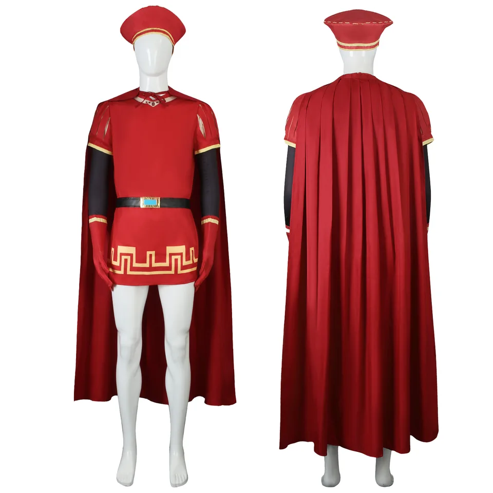 Lord Farquaad Cosplay kostým anime shrek halloween kostýmy červené plášť klobúk karnevalová rola hra.