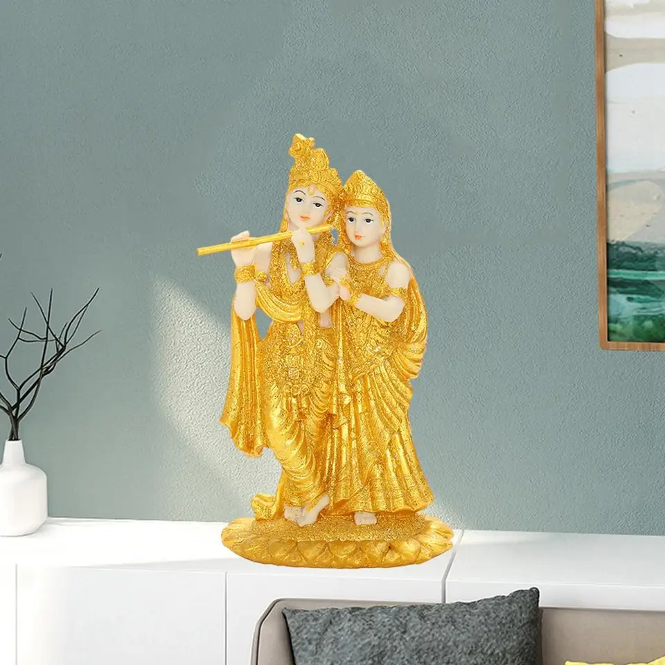 Lord Radha Krishna Buddha Socha hrajúca flautu indické sochy figúrky Ozdoby Domáca záhrada Buddha dekorácie