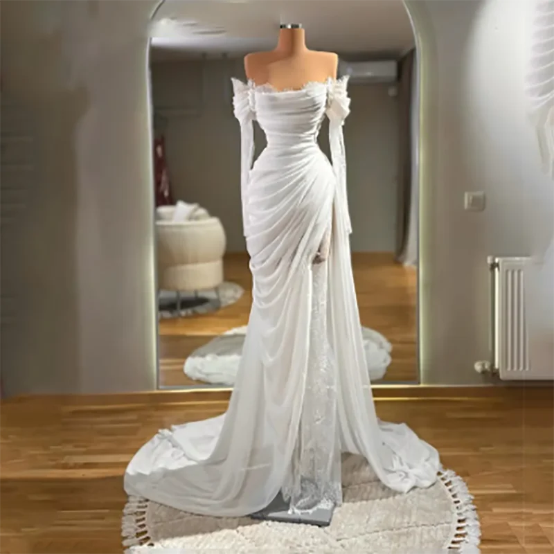 Lorie Mermaid Princess Lace Appliques Sexy Svadobné šaty mimo ramenných svadobných šiat sexy bočné štiepky nevesty šaty prispôsobené 2025