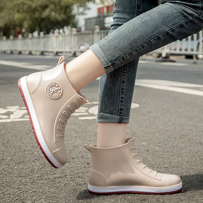 Lorilury Rain Dámske topánky vysoké gumové želé topánky letné členok galoshes Príležitostné dámske gumové dažďové topánky