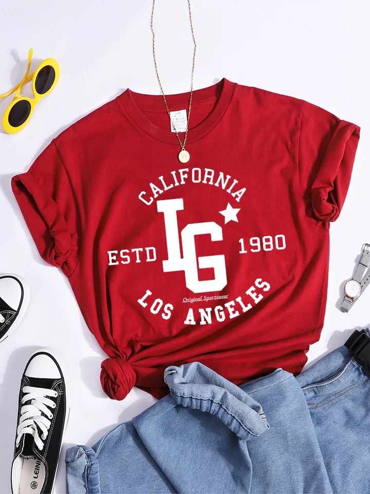 Los Angeles California ESTD1980 Ženské tričká Essential Hipster Tee Top Individuálne tričko s krátkym rukávom Priedušné mäkké oblečenie