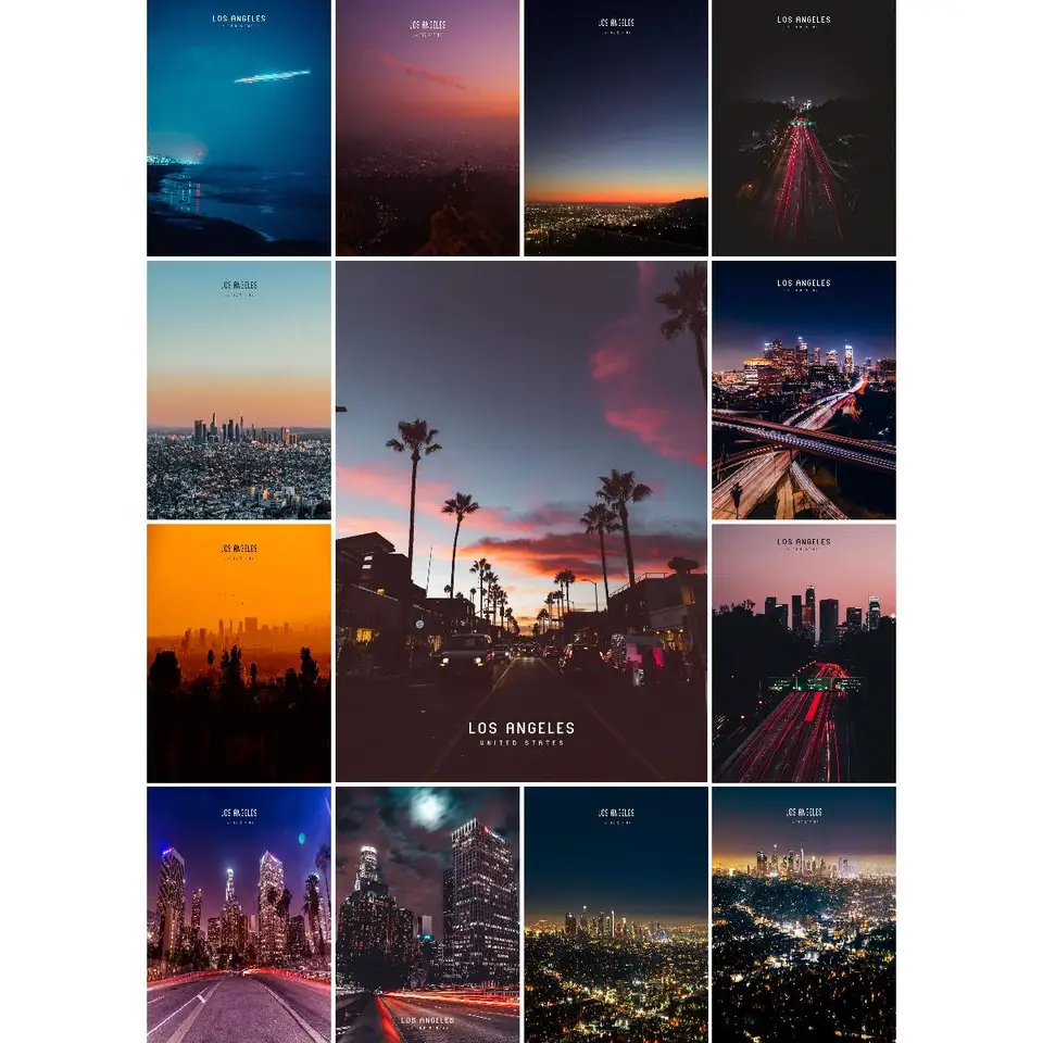 Los Angeles Nature Travel Collection Plagát USA tematická nástenná výzdoba pre domácnosť a kanceláriu