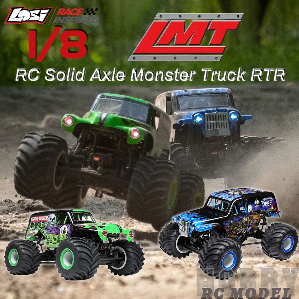 Losi LMT Grave Digger Son-Uva Digger 4x4 Solid Ana Monster Truck RTR 1/8 RC Elektrický diaľkový ovládací model auto Aldult Kids Hračky