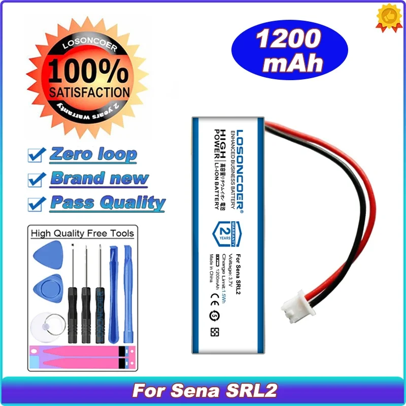 Losoncoer 1200 mAh polymérna batéria pre Sena Srl2 Bluetooth Headset Srl 2 Battery 2 a 3 drôtová zástrčka
