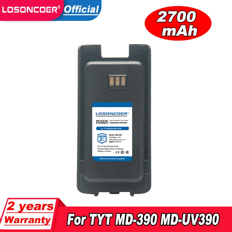 Losoncoer 2700MAH MD-390 MD-UV390 pre TYT MD 390 MD-UV390 DMR Radio BATTÉLA TH-UV8200