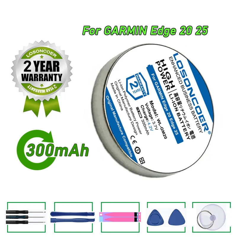 Losoncoer 300 mAh WL-GM20 PD2430 Batéria pre batériu Garmin Edge 20 Edge 25