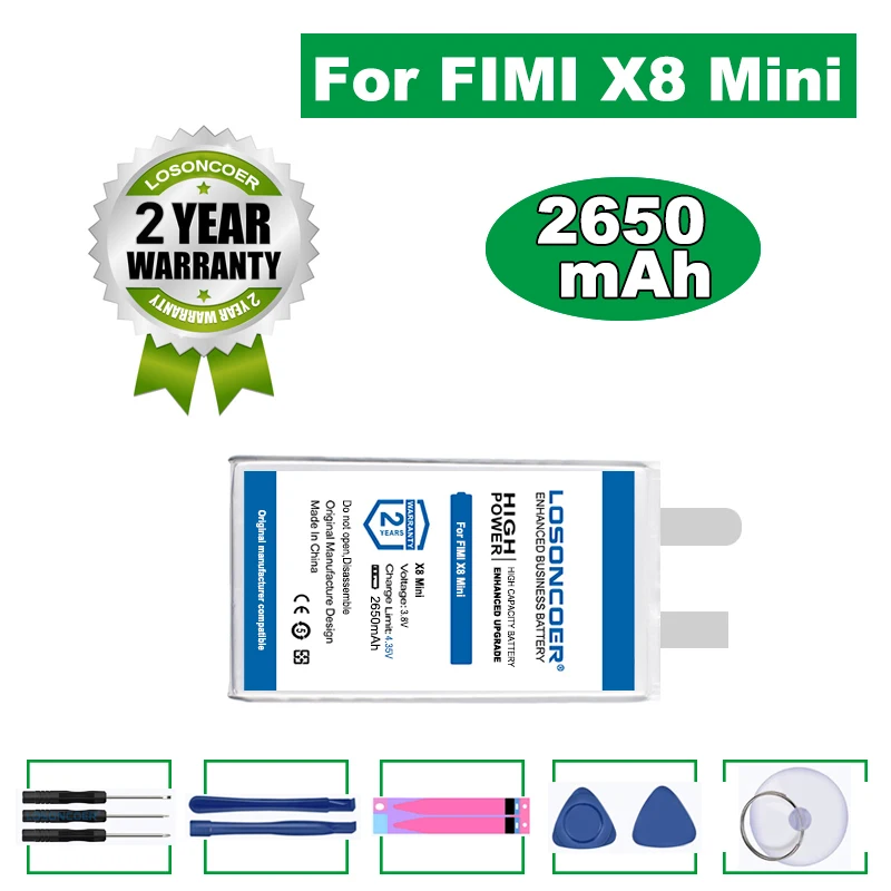 Losoncoer batéria 2650 mAh pre Fimi X8 Mini DC05A7 Drone Cells predĺžená doba letu