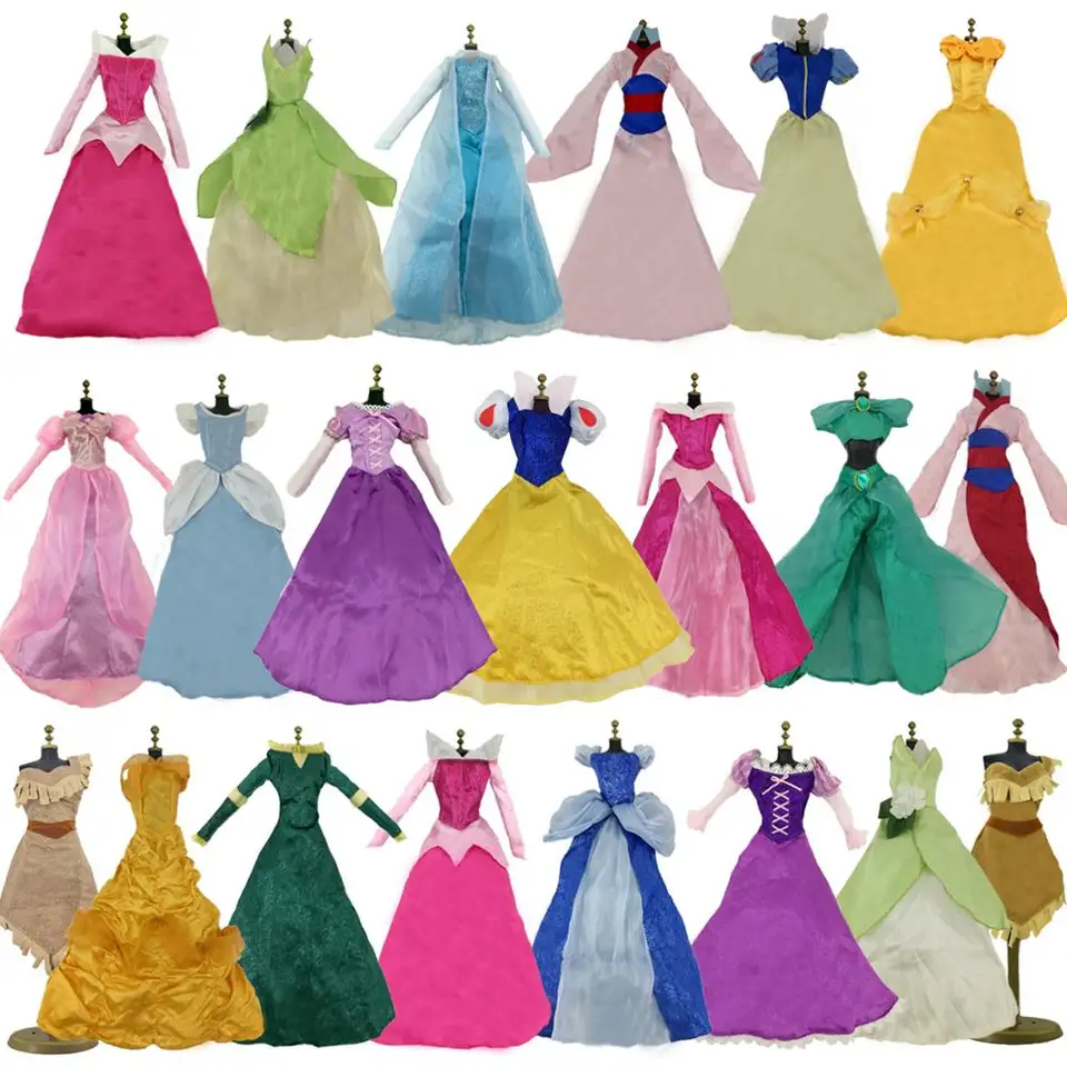 Lot Classic Dress Copy Princess Party Ball Gown Dancing Fairytale sukňa outfit Doll Adsess Clothes pre 17 palcov