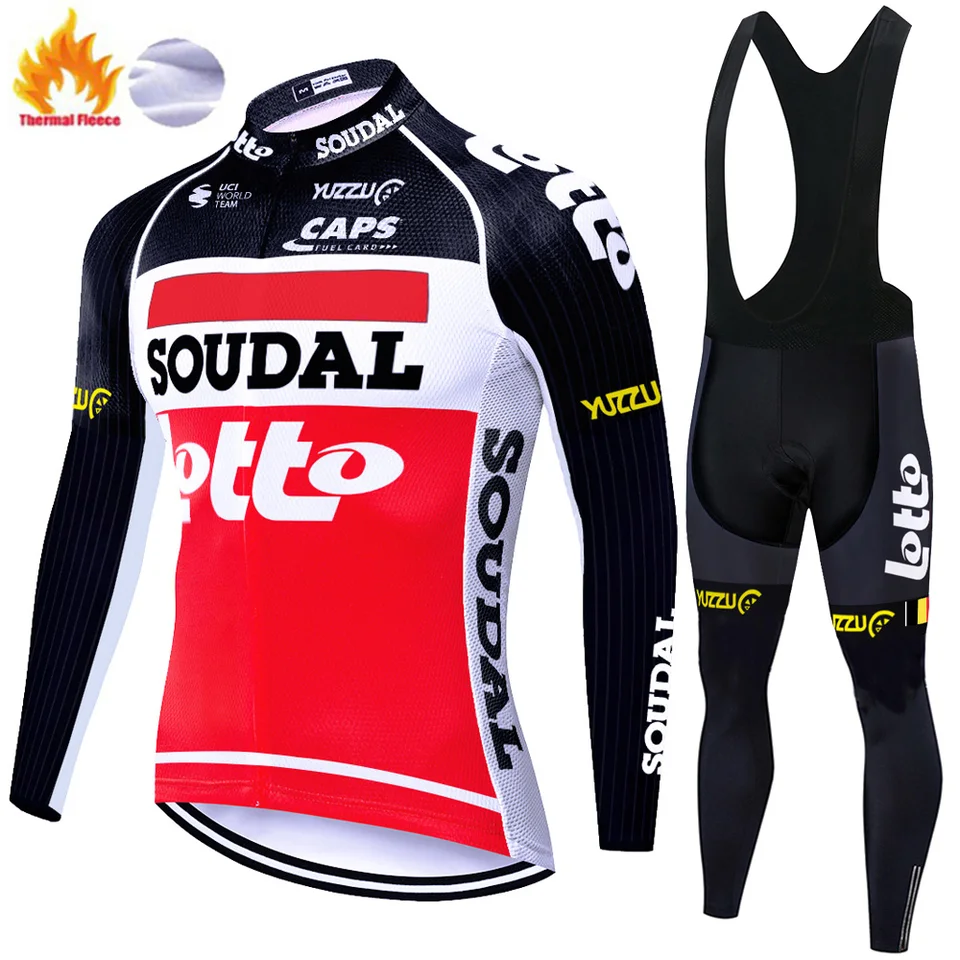 Lotto Soudal Team Cycling Jersey Set 2024 Zimné cyklistické odevy súprav