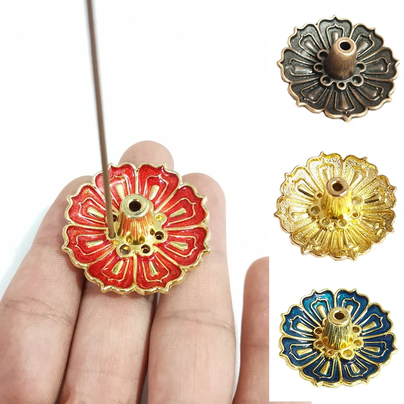 Lotus Alloy Access Burner Stick Držiteľ domáci buddhizmus línia kadidlo Plate Sandalwood Coil Base Temples