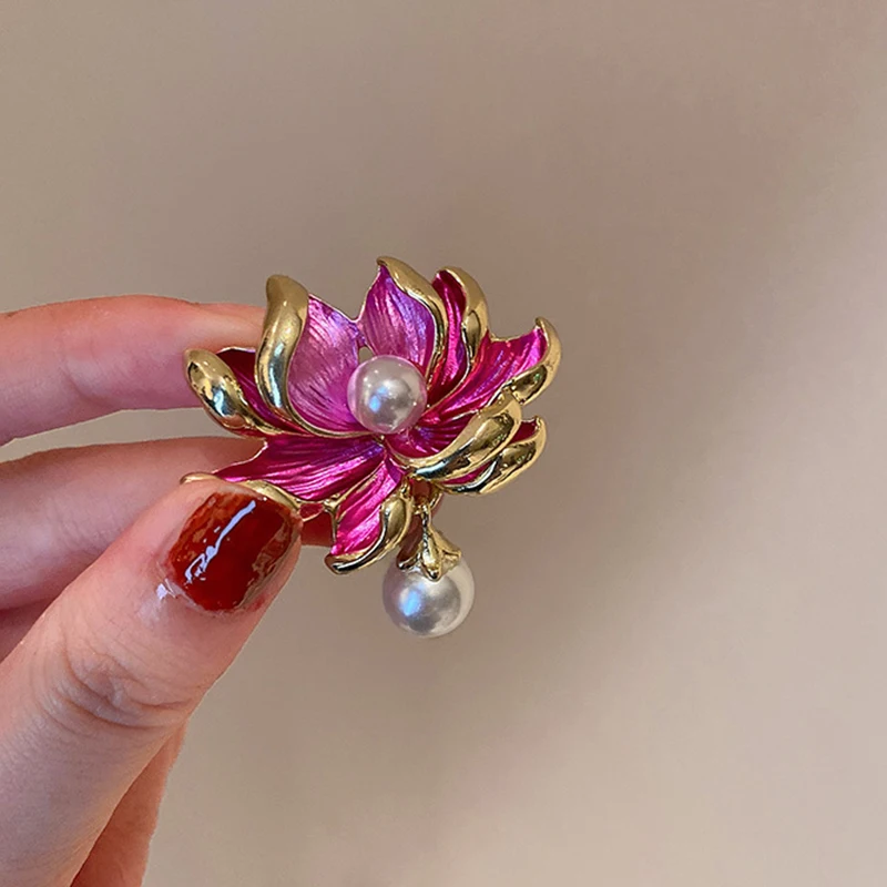 Lotus Flower Smalt Pin Dámske špendlíky a brošní módne brošňa Svadby kytice oblečenia šperky Darček pre ženy
