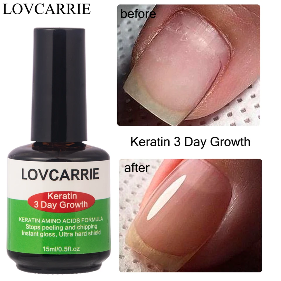 Lovcarrie keratínový ošetrenie na nechty Rast Formula Proteín Normálny posilňovač nechtov Top opravárenia Sérum kvapalina 15 ml zdravej starostlivosti Toe