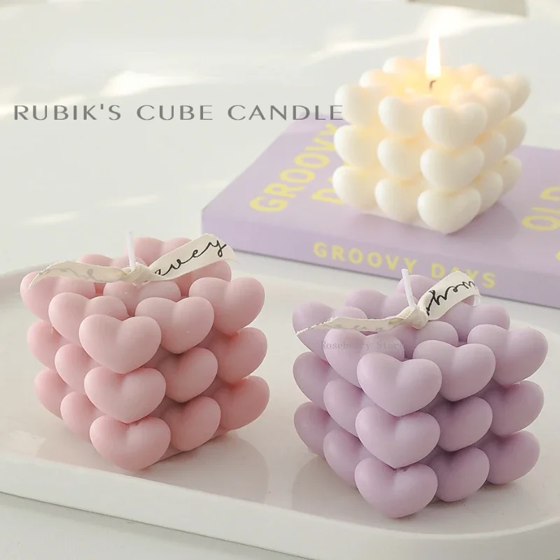 Love Cube voňavú sviečku Svilikónová forma pre ručne vyrábané omietkové mydlo Epoxidová živici čokoládová dekorácia sadrok