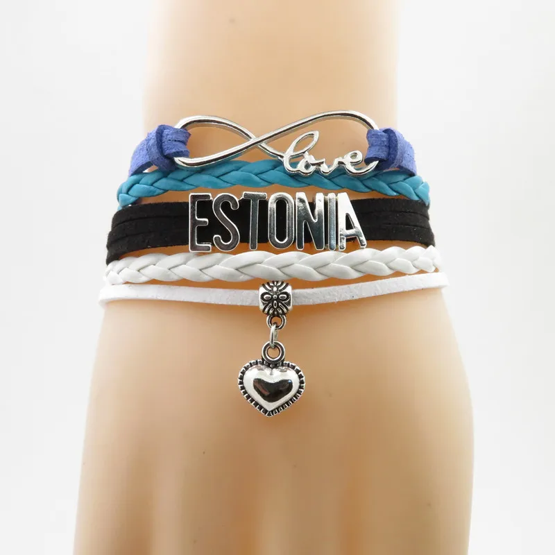 Love Estónia náramok ručne vyrábané srdcové kúzlo Estónsko zabaľte náramky pre ženy a muži darčeky