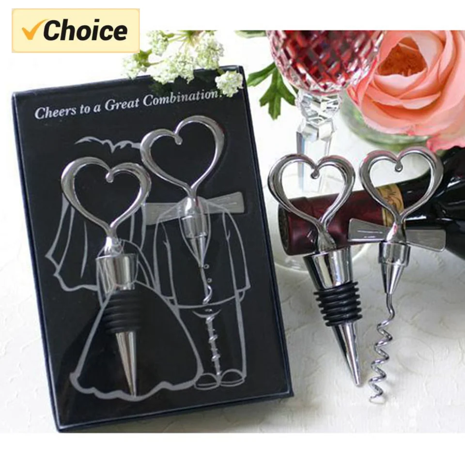 Love Heart Conscrew Fľaša otvárač fľaše + Svadobný darček pre víno pre hostí pre hostí otvárač fľaše Set Svadobná dekorácia