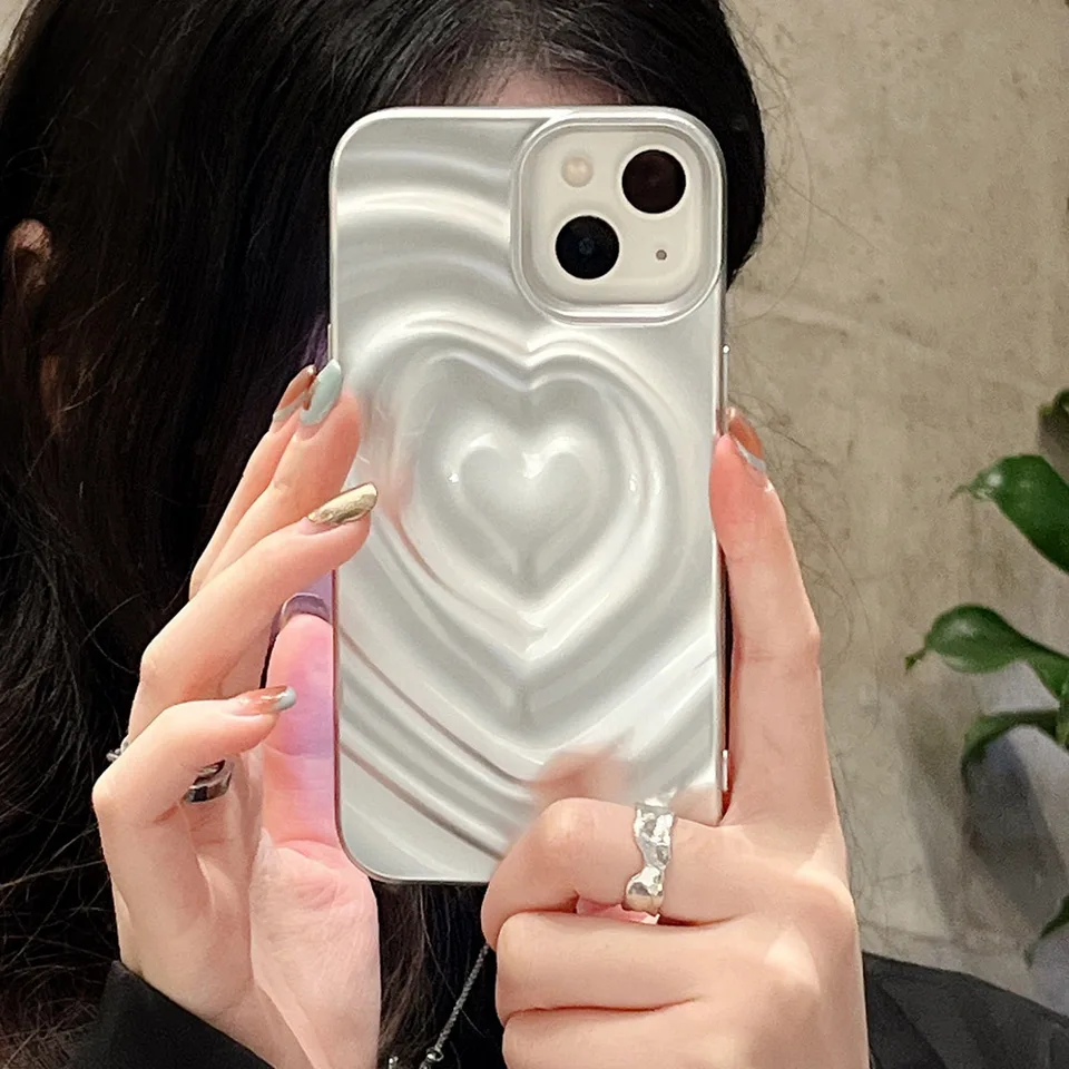Love Heart Matte strieborný silikónový nárazový odolný protivník ochrana zadný obál