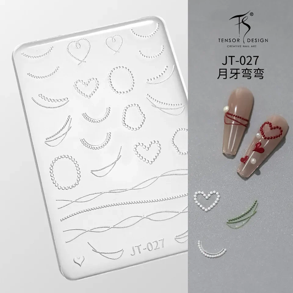 Love Heart Pearl Line Jednoduchý rámec Bowknot Star Sneh Snowflake Silikón rezbárska pleseň na nechty