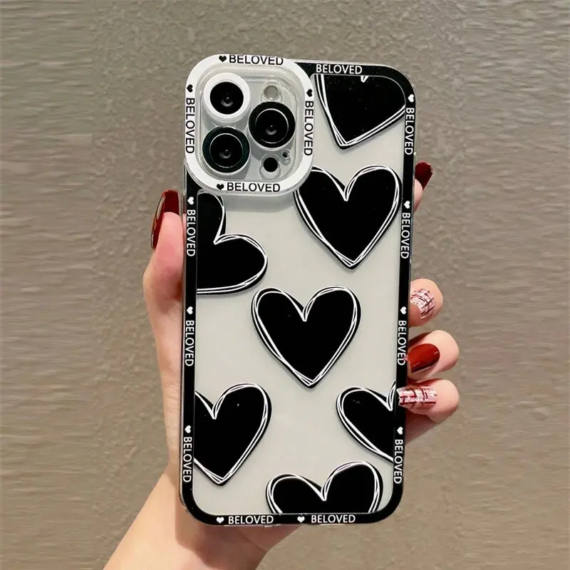 Love Heart Phone pre iPhone 16 Pro 15 13 11 11 12 14 Pro Max 8 7 Plus xr xs x 12 13 Mini SE 2020 2022 Číry ochranný kryt