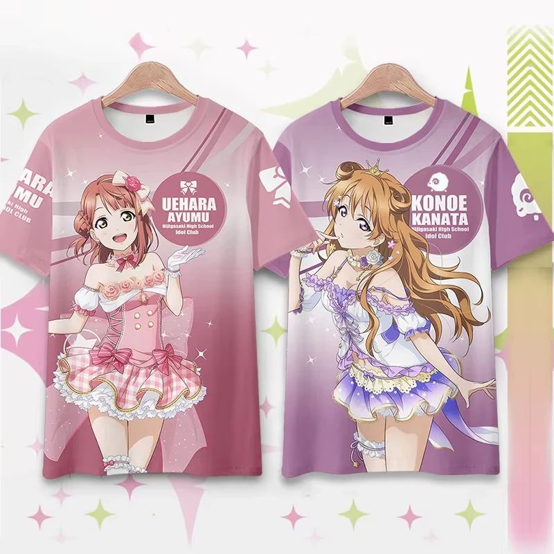 Love Live! Nijigasaki High School Idol Club T tričko 3D tlač Men Dámske štýl krátky rukáv tričko Tete Tritur Casual Osobnosť oblečenie