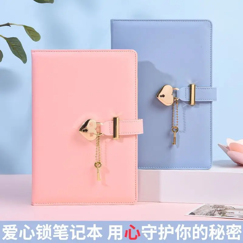 Love Lock Diary A5 Poznámkový zoznam účtovníctva Macaron Macaron Solid Color Student Horizontal Record Record tenký ručný účet Hesno