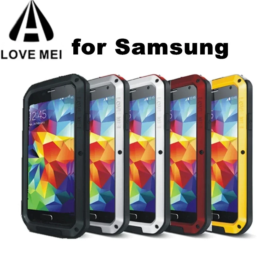 Love Mei Výkonný puzdro pre telefón pre Samsung S20 S21 S22 Plus Ultra Metal Armor Shock Dirt Proof Waters pre Galaxy A51 A71 A72