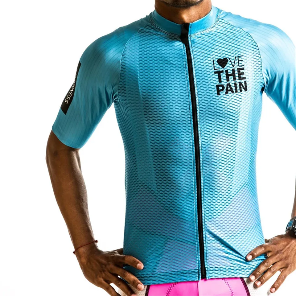 Love the Pain Summer Men Cycling Jersey Outdoor Bike Team Road Rýchle suchý top maillot Ciclismo Bicycle Priedušné oblečenie