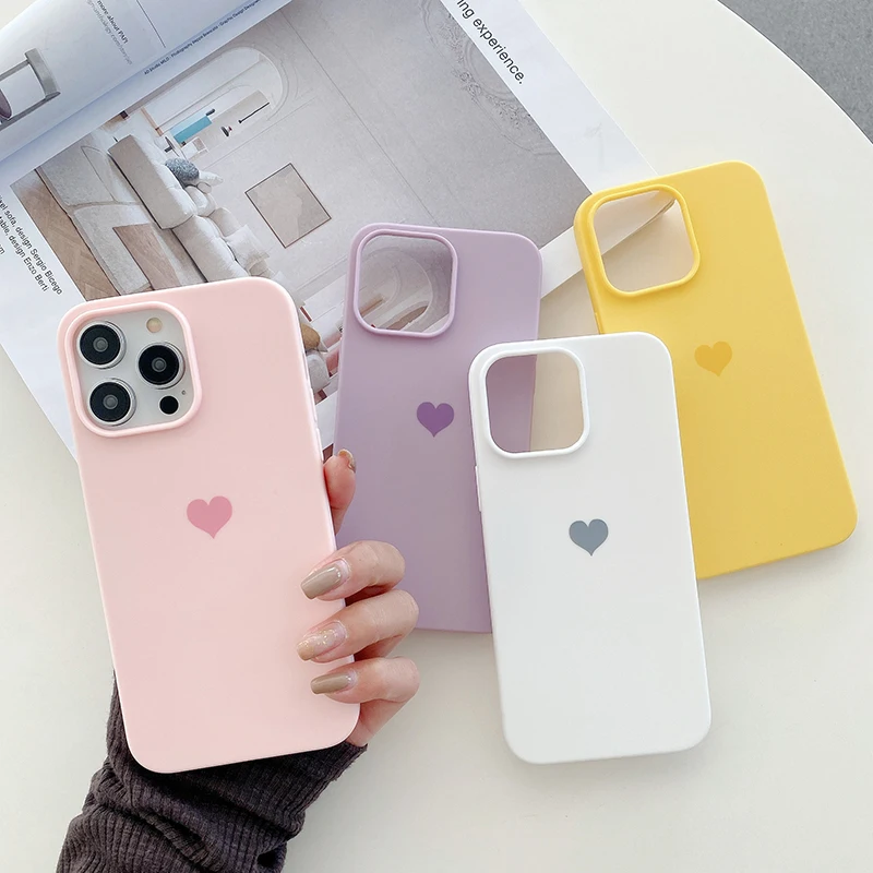 Lovely Love Candy Farba Silikone Soft Case pre iPhone 15 14 13 12 11 Pro xs Max x xr SE 3 7 8 6S 6 Plus matný zadný kryt TPU
