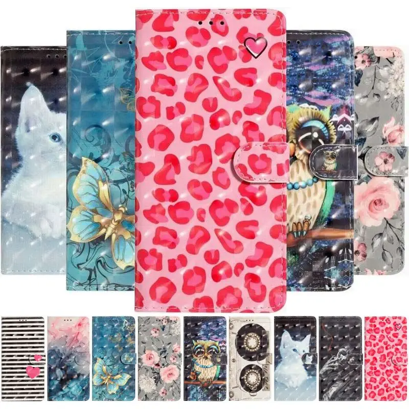 Lovely Love Heart Painted Case pre Samsung Galaxy A41 A42 A50 A50S A30S A33 A34 A40 A51 A52S 5G kožená peňaženka Fundas Skin P18D