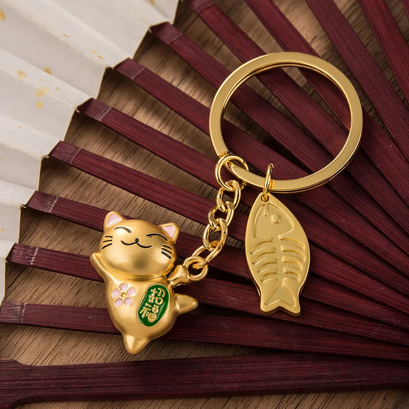Lovely Lucky Cat Keychain Accessories Car Ornament Fashion Car prívesok