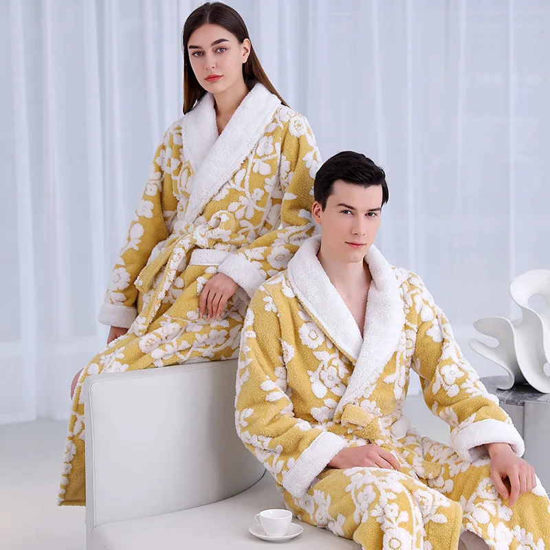 Lovers Robe Dámske zimné flanel župan zahusťuje teplé kimono kúpeľné šaty spánok